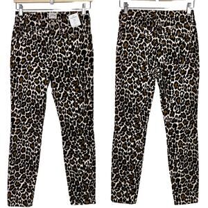 J. Crew Women's 10" Toothpick Corduroy Leopard Animal Print Jeans Size 25 NWT